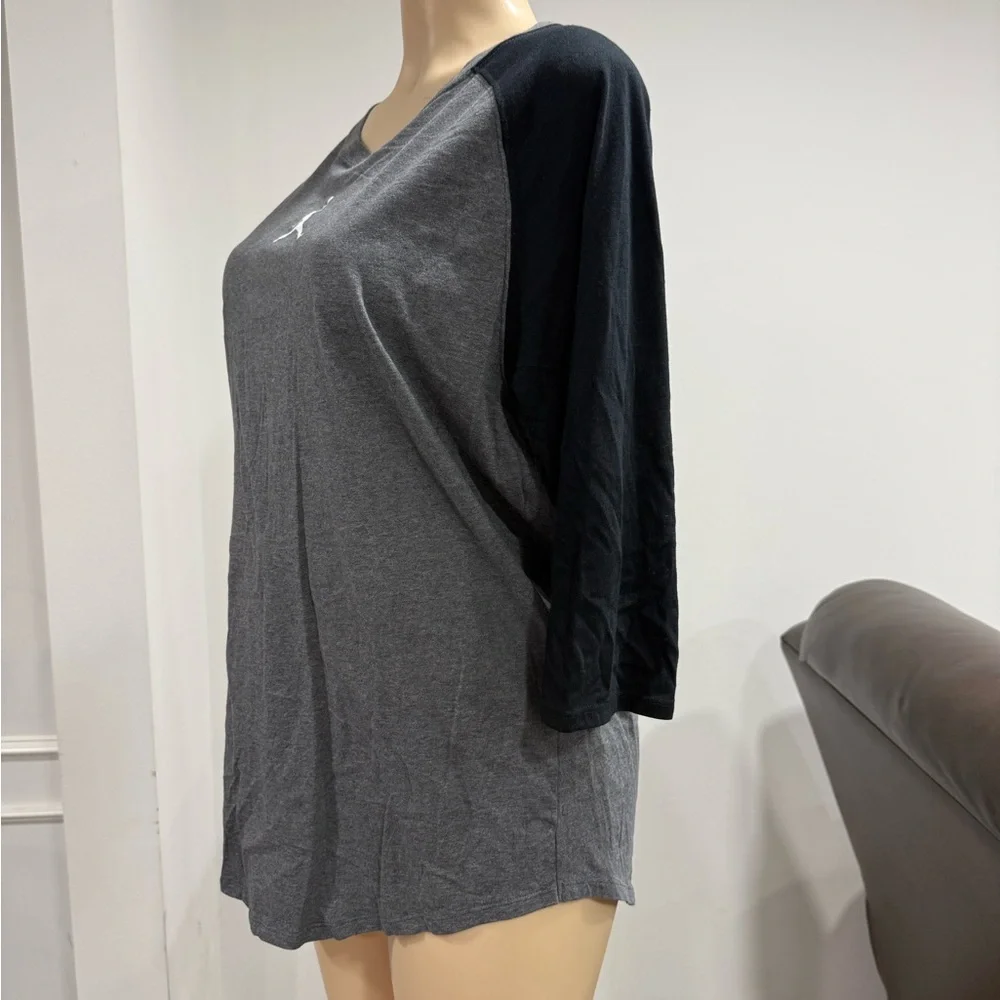 Jordan Women's Black and Gray Raglan Tee - Picture 2 of 4